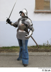 Whole Body Woman Pose with sword White Army Historical Studio photo references